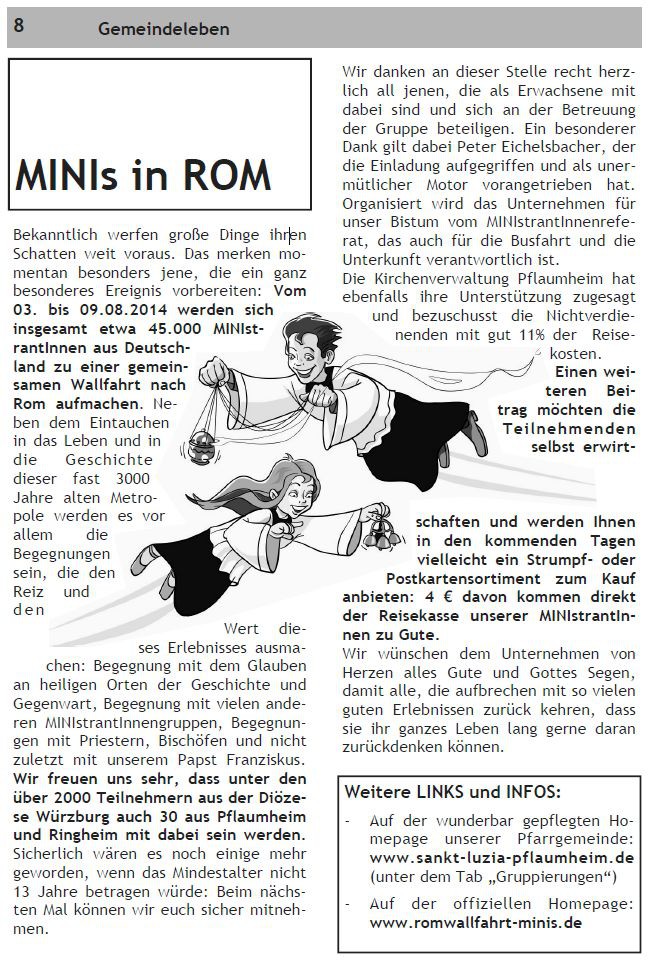 Bachgau Pfarrbrief Nr. 19 Seite 8 - Roma-in-Bici